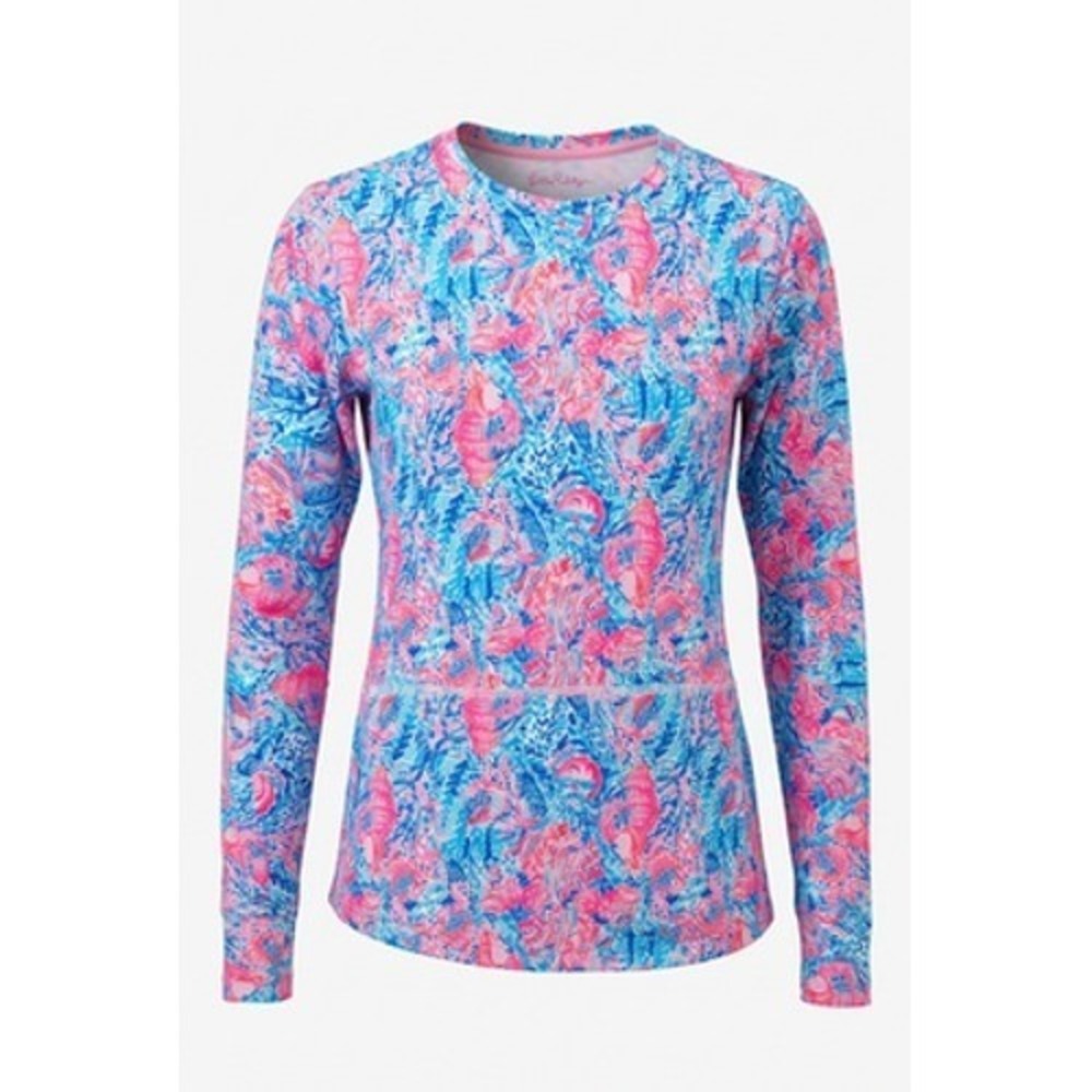 Rejane Moretti Shirt Women GG Multicolor Shell Floral Long Sleeve Beachy Coastal